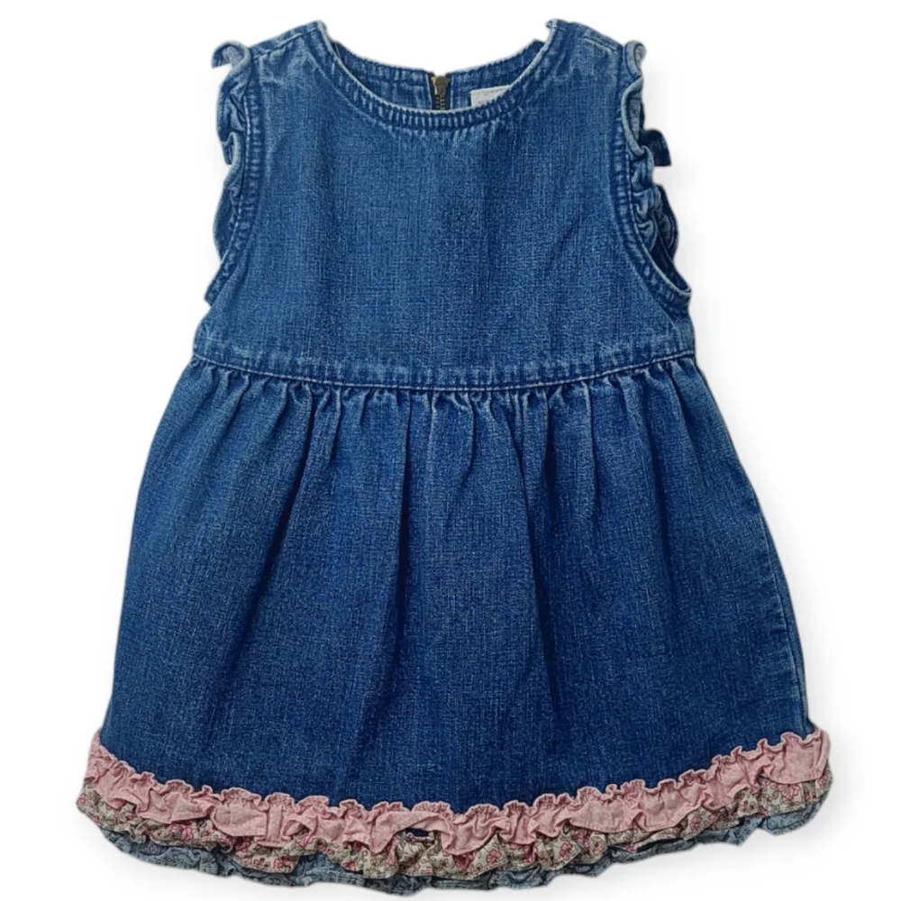Gymboree | Dresses | Gymboree Denim Dress Baby Size 2 18 Months Blue Ruffles Vintage Sleeveless